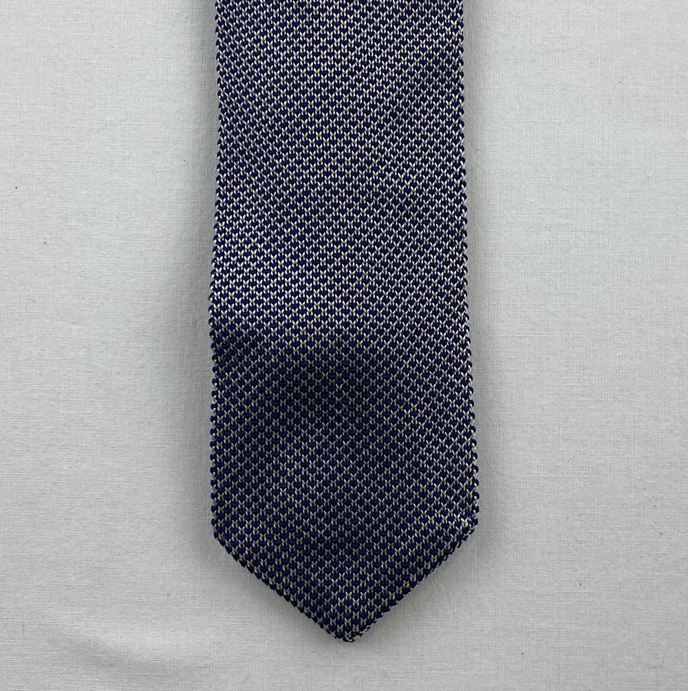 ITALO FERRETTI Neck Tie Mens 100% Silk Knitted Knit Textured Blue Italy